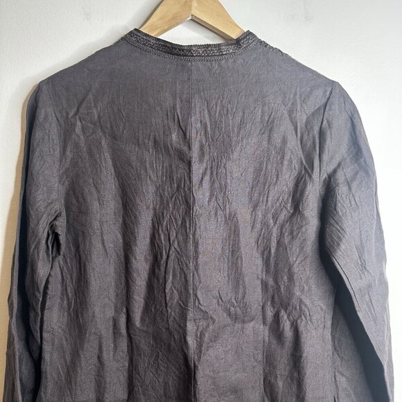 Comptoir Des Cotonniers Brown Linen Tunic Dress EU 40 US 8 Embroidered Boho - Picture 9 of 13
